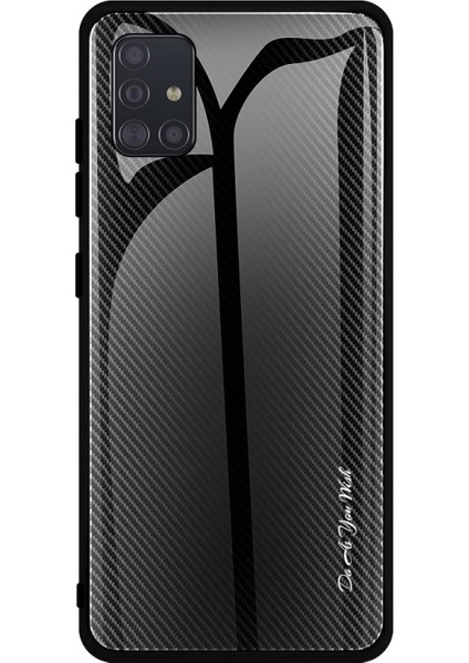 Karbon Fiber Doku Cam + TPU Kabuk Kılıf Galaxy A51 için - Siyah (Yurt Dışından) modelleri