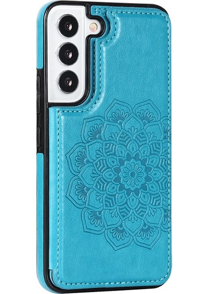 Çizilmeye Dayanıklı Pu Deri Kaplamalı Tpu Telefon Kılıfı Baskılı Mandala Çiçek Telefon Kılıf Galaxy S22 Ultra - Mavi (Yurt Dışından) indirimleri