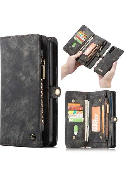Caseme Çok Fonksiyonlu 2-In-1 Cüzdan Tpu + Galaxy Note 10 Için Deri Telefon Muhafazası / Note 10 5g - Siyah (Yurt Dışından)