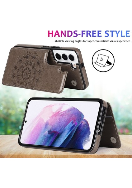 Çizilmeye Dayanıklı Pu Deri Kaplamalı Tpu Telefon Kılıfı Baskılı Mandala Çiçek Telefon Kılıf Galaxy S22 Ultra - Gri (Yurt Dışından) fiyatları