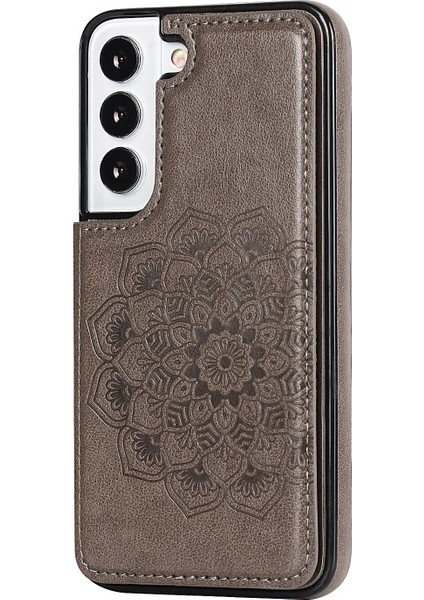Çizilmeye Dayanıklı Pu Deri Kaplamalı Tpu Telefon Kılıfı Baskılı Mandala Çiçek Telefon Kılıf Galaxy S22 Ultra - Gri (Yurt Dışından) modelleri