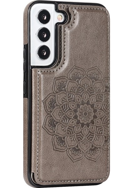 Çizilmeye Dayanıklı Pu Deri Kaplamalı Tpu Telefon Kılıfı Baskılı Mandala Çiçek Telefon Kılıf Galaxy S22 Ultra - Gri (Yurt Dışından) fırsatları