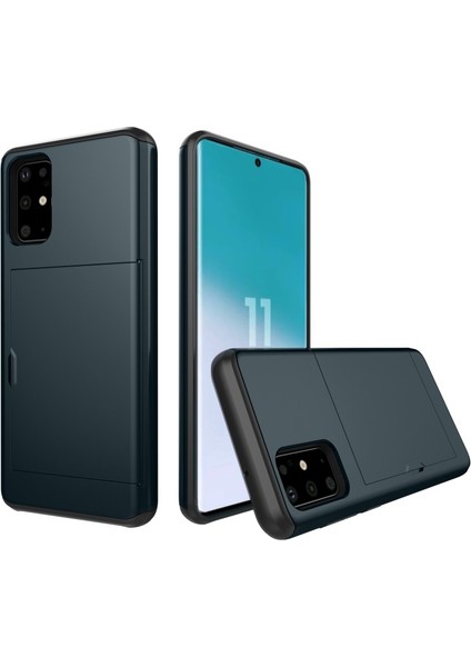 Kart Yuvası Pc + Tpu Hibrit Telefon Kılıfı Galaxy S20 Için - Koyu Mavi (Yurt Dışından)