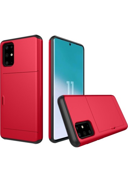 Galaxy S20 Için Kart Yuvası Pc + Tpu Hibrit Telefon Kılıfı - Kırmızı (Yurt Dışından)