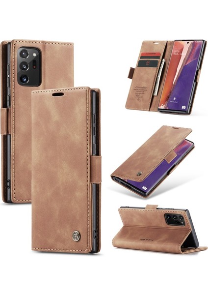 Caseme 013 Serisi Deri Cüzdan Kılıf Galaxy NOTE20 Ultra / NOTE20 Ultra 5g - Kahverengi (Yurt Dışından)