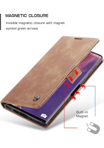 Caseme 013 Serisi Deri Cüzdan Kılıf Galaxy NOTE20 Ultra / NOTE20 Ultra 5g - Kahverengi (Yurt Dışından) modelleri