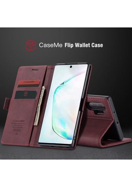 Caseme 013 Serisi Deri Cüzdan Kabuk Galaxy Note 10 Plus - Kırmızı (Yurt Dışından) modelleri