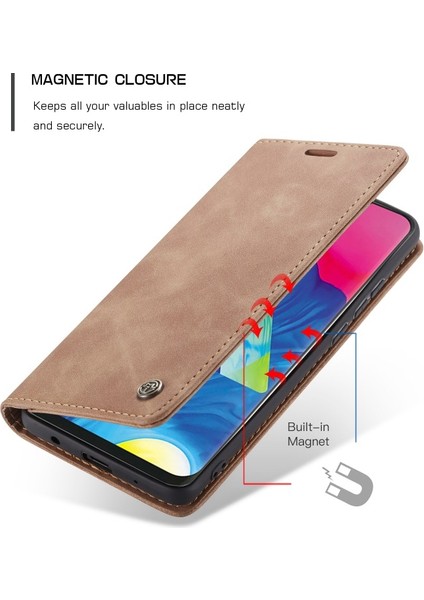 Casesung 013 Serisi Galaxy M10 Çevirme Deri Telefon Kılıfı - Kahverengi (Yurt Dışından) fırsatları