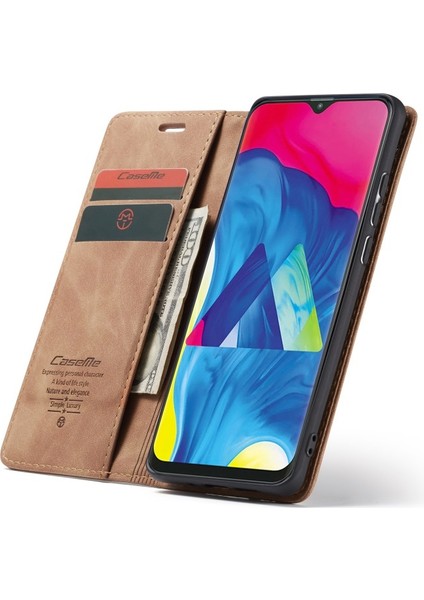 Casesung 013 Serisi Galaxy M10 Çevirme Deri Telefon Kılıfı - Kahverengi (Yurt Dışından) indirimleri