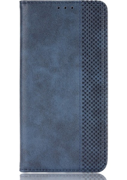 iPhone 13 Mini 5.4 Inç Uyumlu Retro Mat Pu Deri Cüzdan Telefon Kılıfı - Mavi (Yurt Dışından)