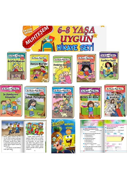 6-8 Yaşa Uygun Aktiviteli Sorulu Rengarenk Resimli Hikaye Seti