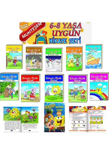 6-8 Yaşa Uygun Aktiviteli Sorulu Rengarenk Resimli Hikaye Seti