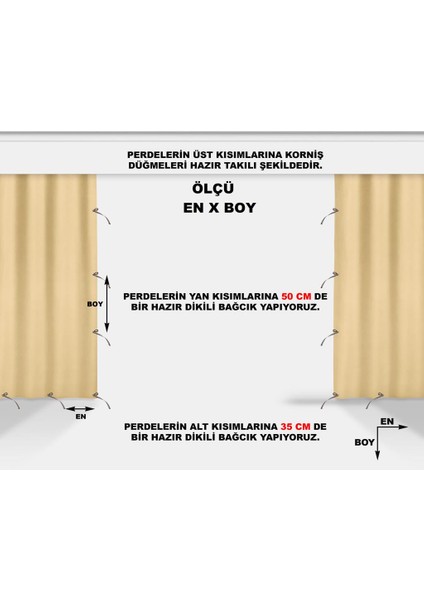 Her Ölçüde Enxboy Seçenekli Bağcıklı Balkon Perdesi-Balkon Brandası Krem