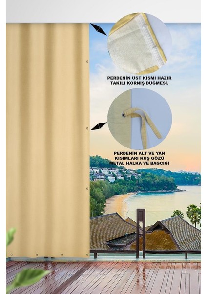 Enxboy Seçenekli Kuşgözlü Balkon Perdesi Brandası Krem fiyatları