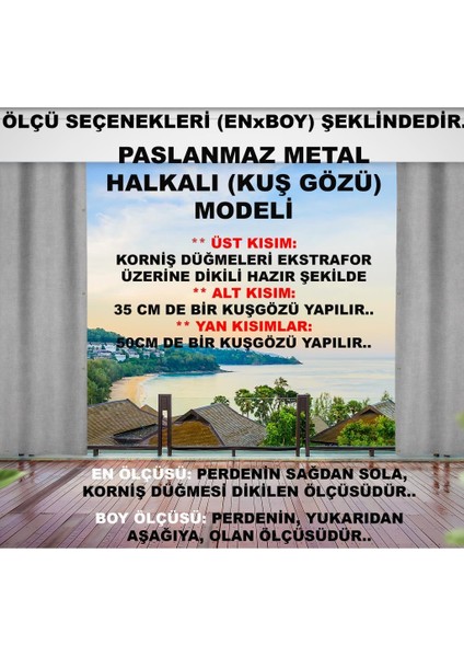 Enxboy Seçenekli Kuşgözlü Balkon Perdesi Brandası Kahve Krem modelleri