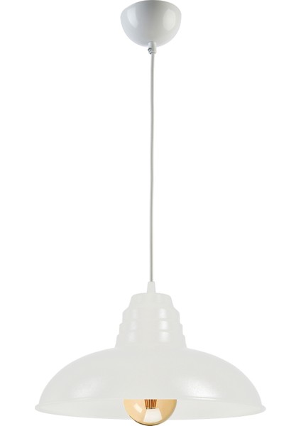 Sıdney Büyük (32 cm Çap) Retro Rustik Model Modern Metal Tekli Sarkıt Avize Cafe