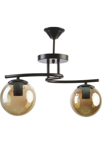 Linda Modern Kapalı Globe Camlı Ikili Avize