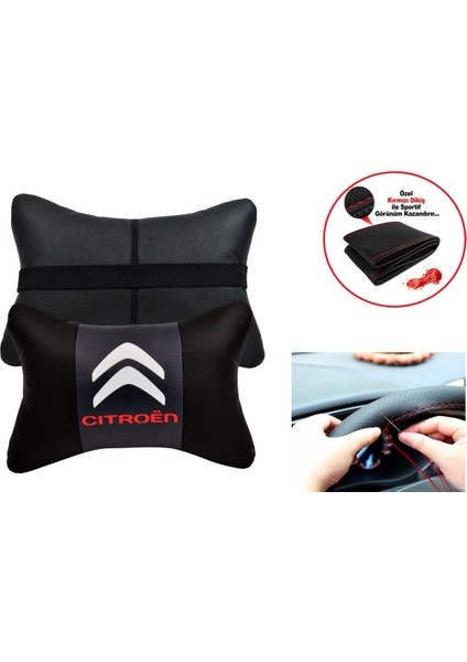 Citroen Berlingo Uyumlu Direksiyon Kılıfı + 5d Ortopedik Oto Boyun Yastığı