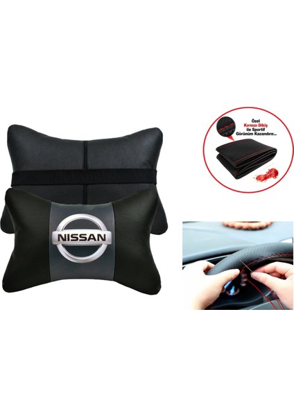 Nissan Qashqai Uyumlu Direksiyon Kılıfı + 5d Ortopedik Oto Boyun Yastığı