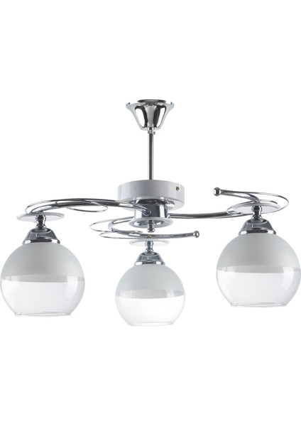 Karel Modern Krom Camlı 3 Lü Avize
