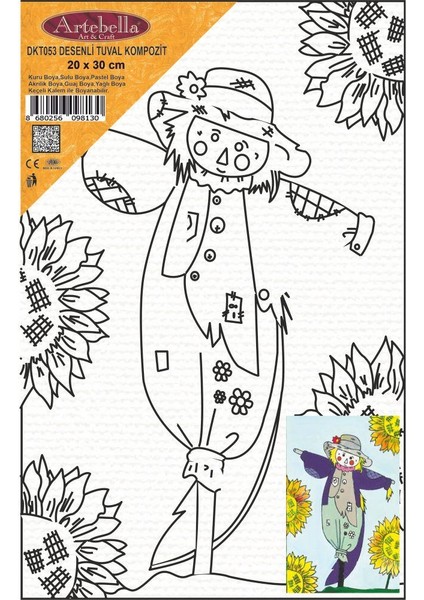 DKT053 Desenli Tuval Kompozit Boyama 20 x 30 cm