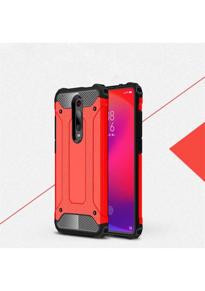- Xiaomi Mi 9T - Kılıf Çift Katman Zırh Tank Crash Military Kapak - Kırmızı - T8872