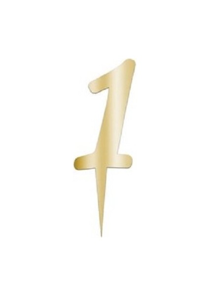 1 Rakam Altın Pleksi Pasta Süsü 8 cm