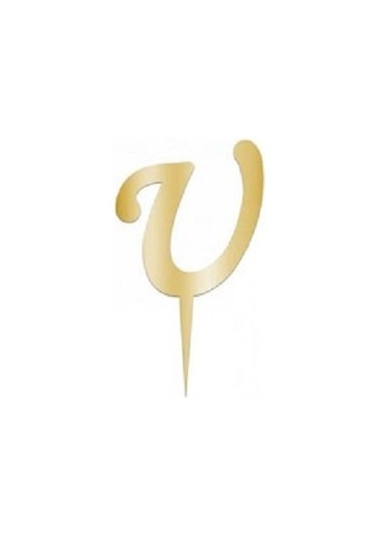U Harfi Altın Pleksi Pasta Süsü 8 cm