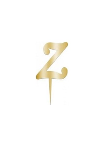 Z Harfi Altın Pleksi Pasta Süsü 8 cm