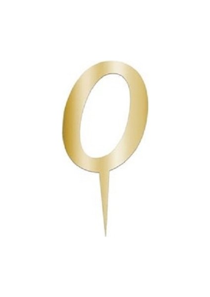0 Rakam Altın Pleksi Pasta Süsü 8 cm