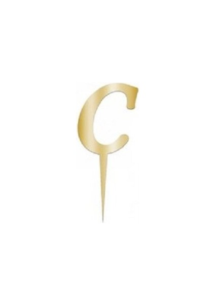 C Harfi Altın Pleksi Pasta Süsü 8 cm