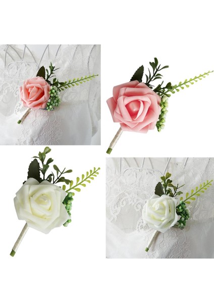 5x Gül Çiçek Broş Düğün Groom Groomsmen Gelin Için Boutonniere Corsage (Yurt Dışından) indirimleri