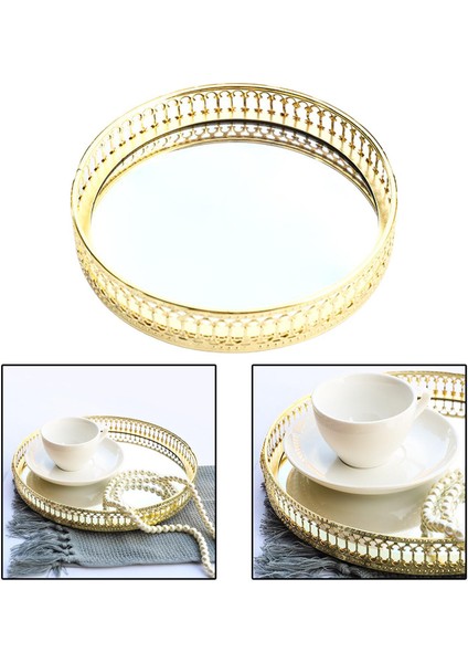 Altın Ayna Taban Mum Plaka Tepsi Tealight Tutucu Masa Centerpiece Ekran 17.5 cm (Yurt Dışından)