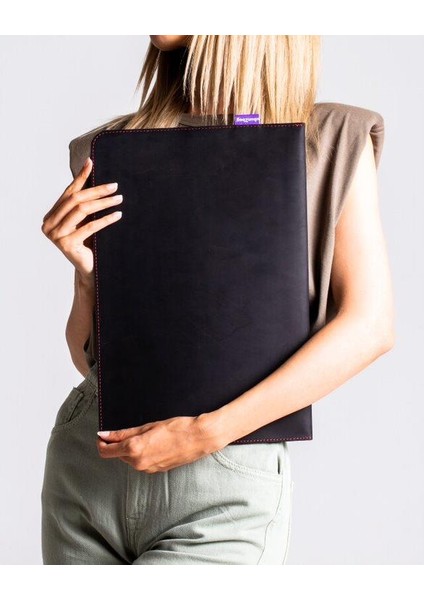 Unisex Apple MacBook Pro 16" Laptop Kılıfı Deri Crazy Horse Kömür Sleeve fiyatları