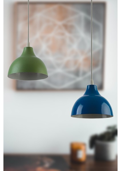 Kinder Siyah Gövde Mavi Yeşil Renk 2 Li Avize