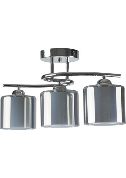 Fuji Modern Krom Füme Çift Camlı 3 Lü Avize