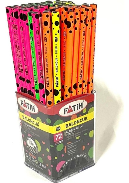 Siyah Lata Baloncuk Kurşunkalem 72’li Plastik Kalemlikte