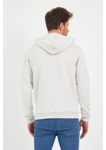 Erkek Kapüşonlu Kanguru Cep 3 Iplik Sweatshirt Gri