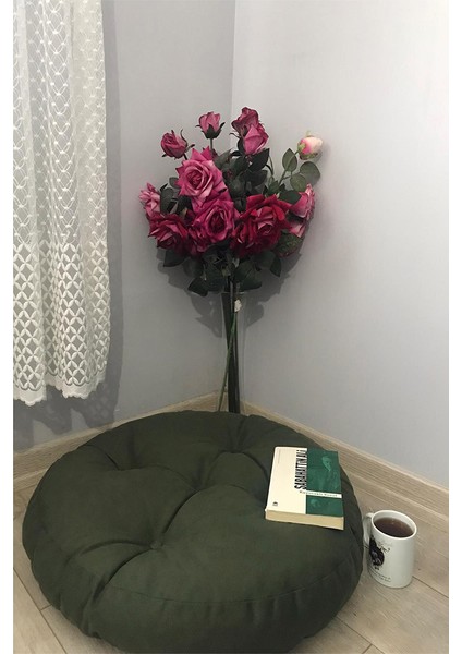 Puf Yuvarlak Haki Yer Minder Yer Puf