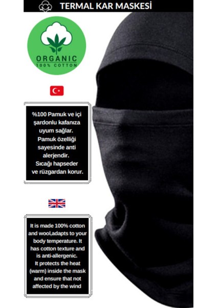 Motosiklet Balaklava Termal Kar Maskesi Kayak ve Doğa Sporları Maskesi