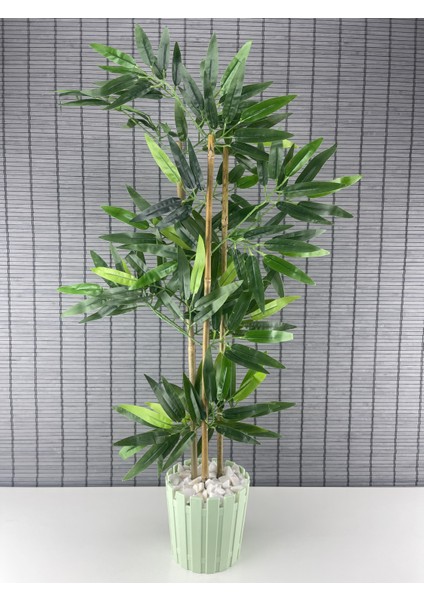 Yapay Yoğun Yapraklı Dekoratif Bambu Ağacı 3 Gövde 80CM
