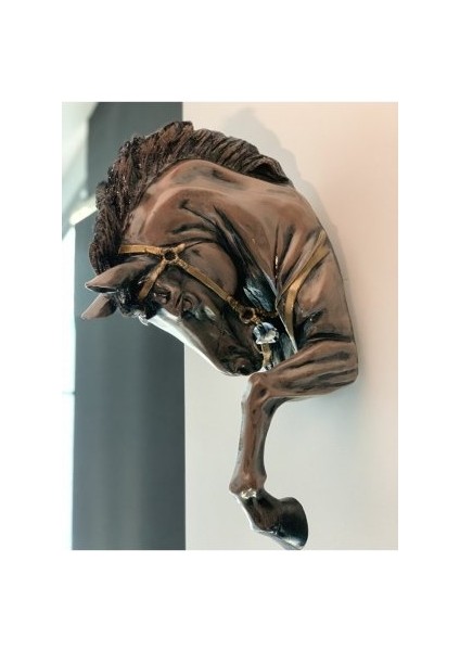 Dekoratif Duvar Dekorasyon Kahverengi At Kafası (48CMX28CM)