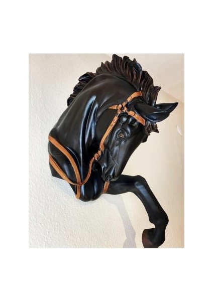 Dekoratif Duvar Dekorasyon Siyah At Kafası (48CMX28CM)