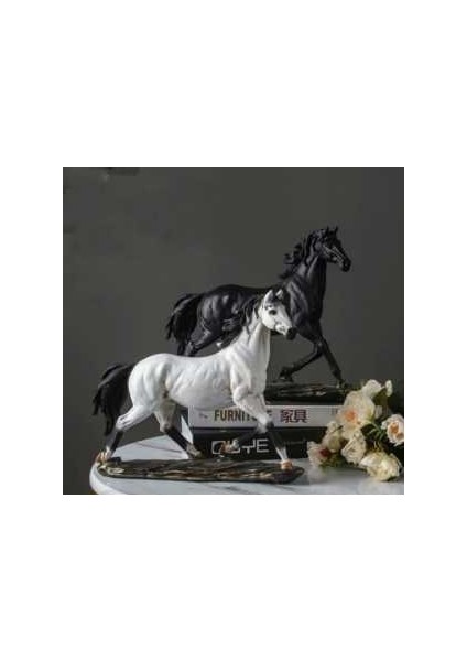 Dekoratif Yürüyen At Biblo 29CM Siyah Beyaz Kahverengi (3 Adet) fiyatları