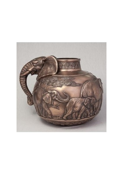 Dekoratif Fil Figürlü Tombul Vazo Saksı (32X27CM)