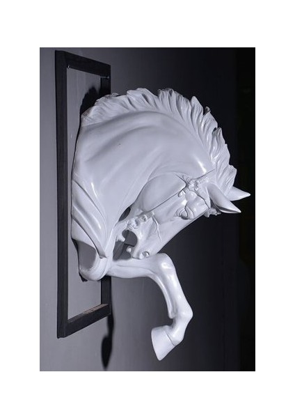 Dekoratif Duvar Atı Aplik Beyaz (48CMX28CM)