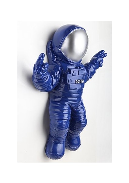 Dekoratif Mavi Astronot Apollo Duvar Heykeli (47X35CM)