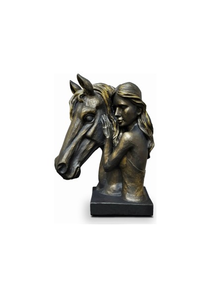 Dekoratif Atlı Kız Heykeli Büyük Boy (36X28CM)