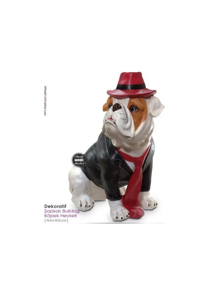 Dekoratif Şapkalı Bulldog Köpek Heykeli (44X40CM) fiyatları