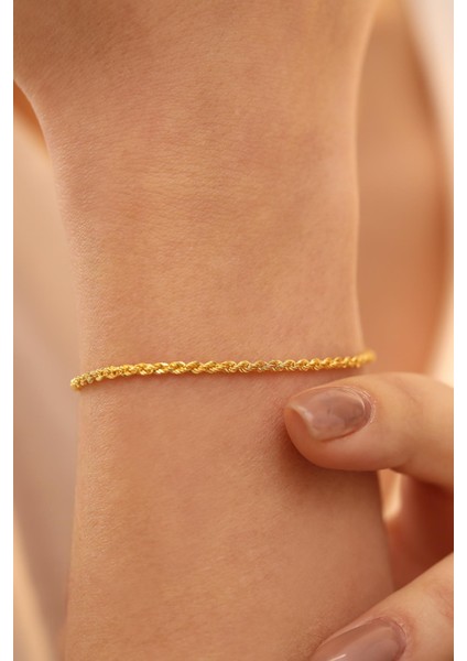 14 Ayar Altın Orta Kalın Halat Zincir Bileklik fırsatları